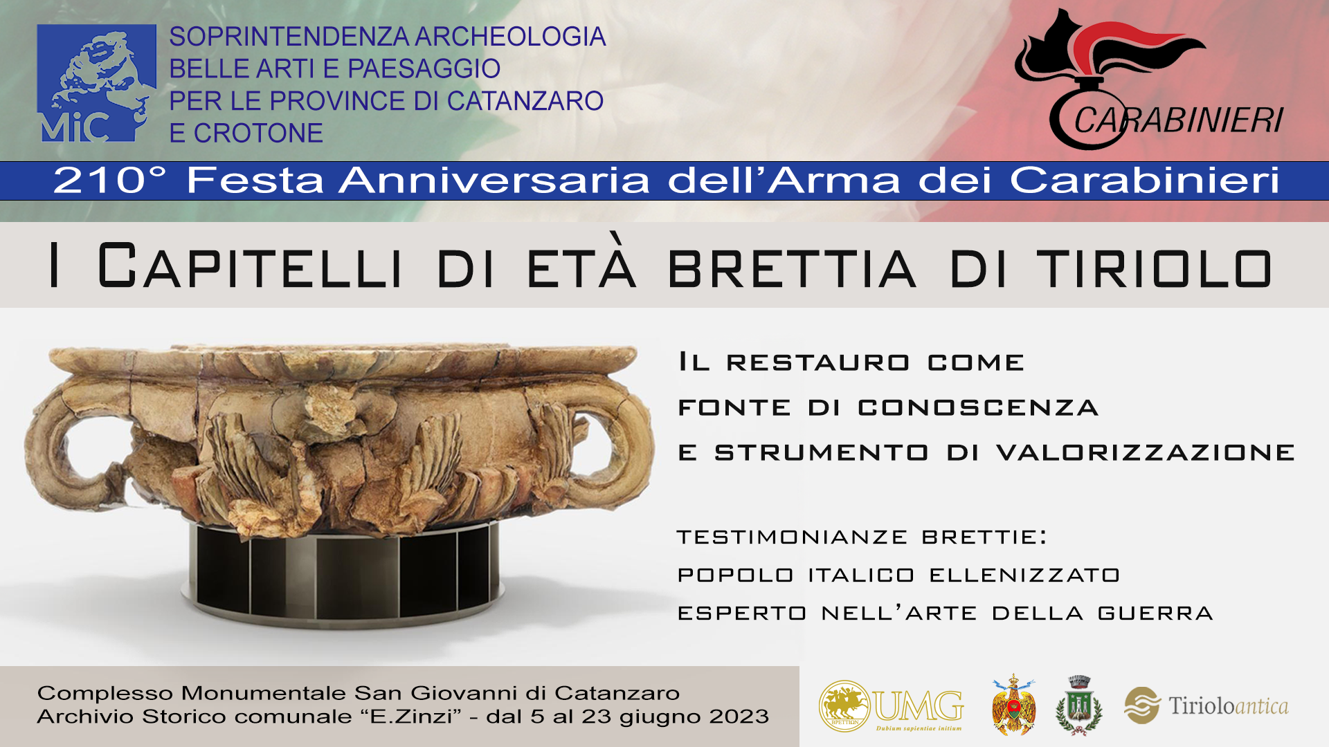 Locandina evento - I Capitelli di età brettia di Tiriolo